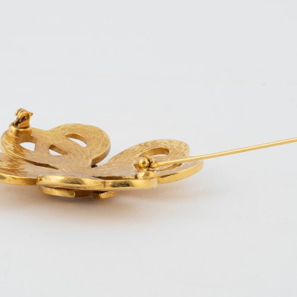 CHANEL Heart Flower Clover Gold Brooch 97P Mark - Picture 8 of 12